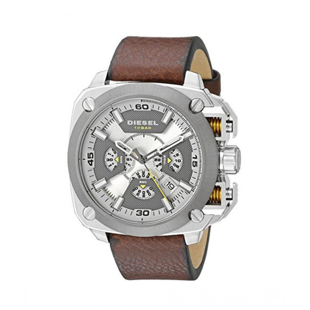 Diesel DZ7343 BAMF Chronograph Men's Watch – Beige Dial & Brown Leather Strap