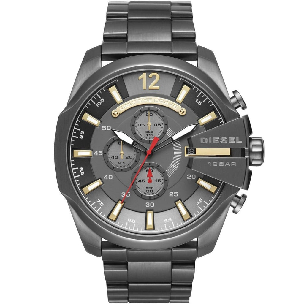 Diesel DZ4479 Mega Chief Chronograph Men's Watch – Grey Dial & Black Stainless Steel Strap