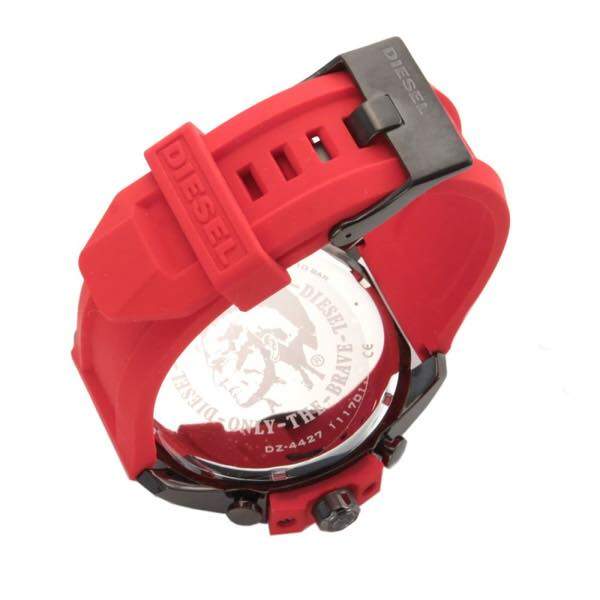 Diesel DZ4427 Mega Chief Chronograph Men's Watch – Black Dial & Red Silicone Strap