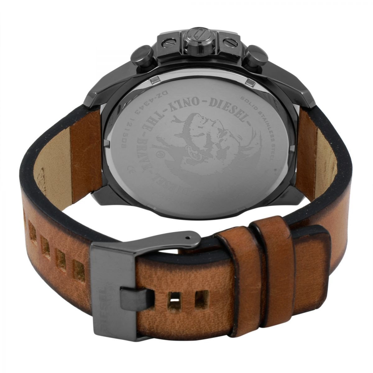 Diesel DZ4463 Mega Chief Chronograph Men's Watch – Grey Dial & Brown Leather Strap