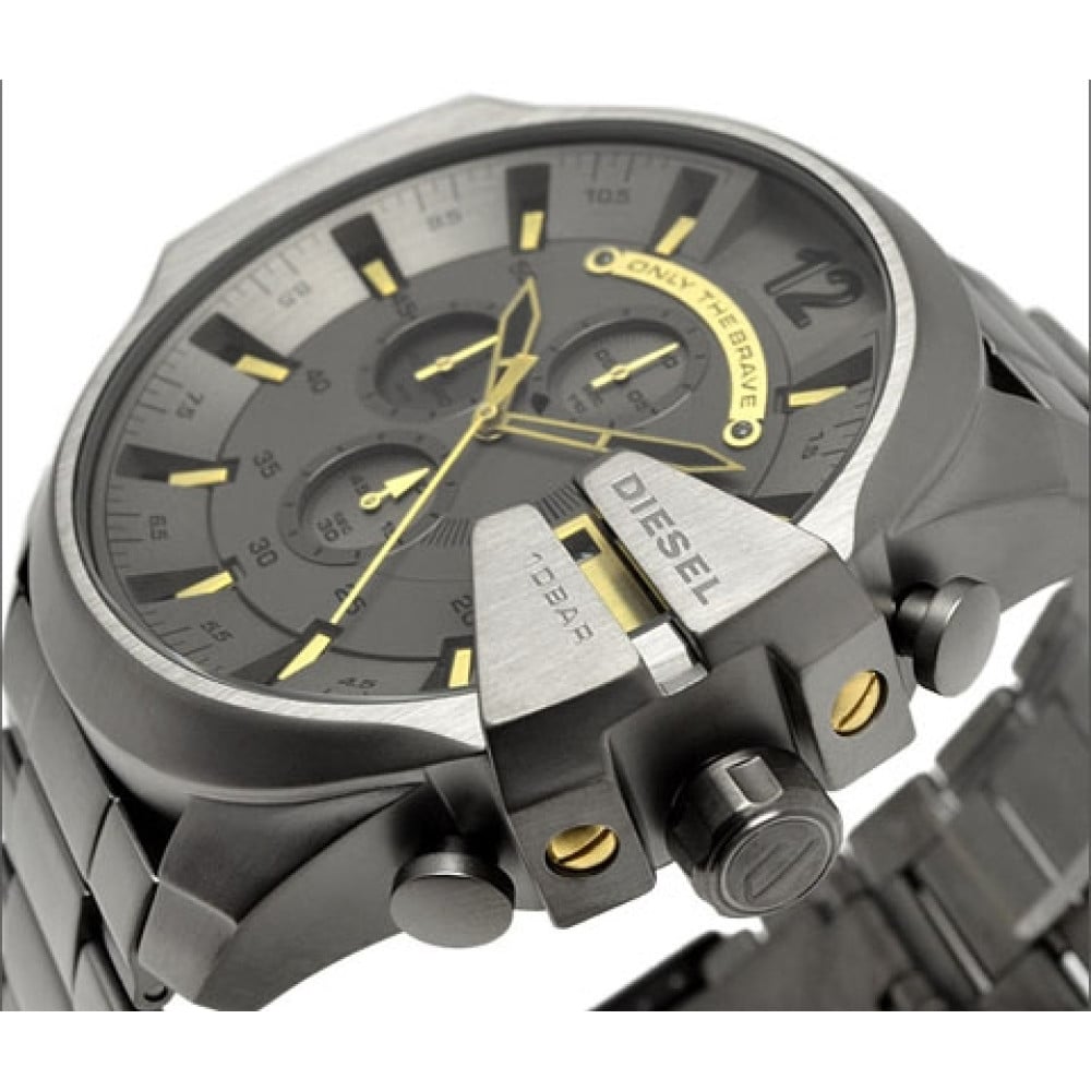 Diesel DZ4466 Mega Chief Chronograph Men's Watch – Grey Dial & Grey Stainless Steel Strap