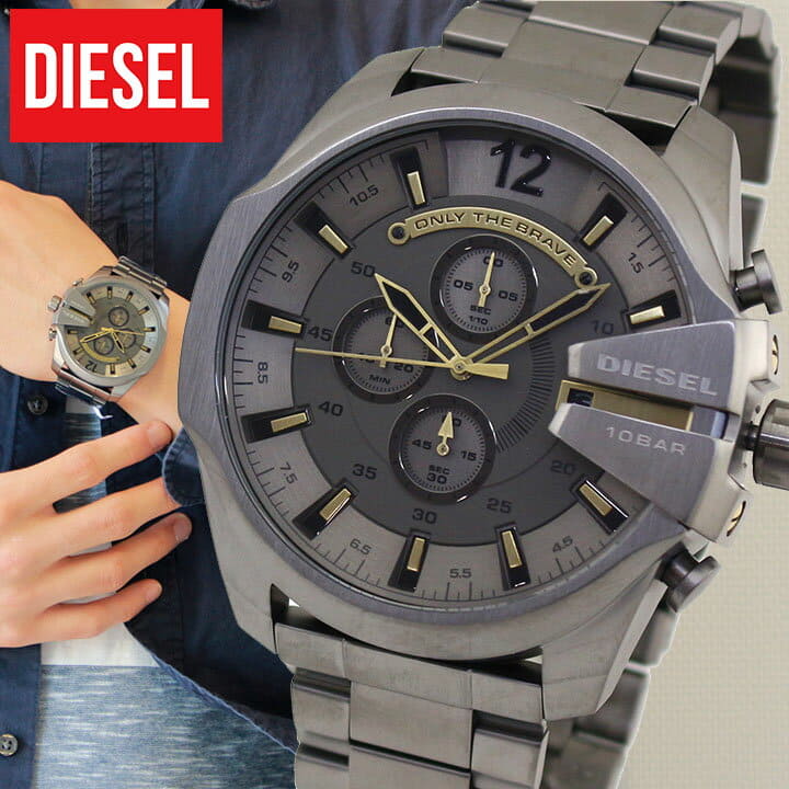 Diesel DZ4466 Mega Chief Chronograph Men's Watch – Grey Dial & Grey Stainless Steel Strap