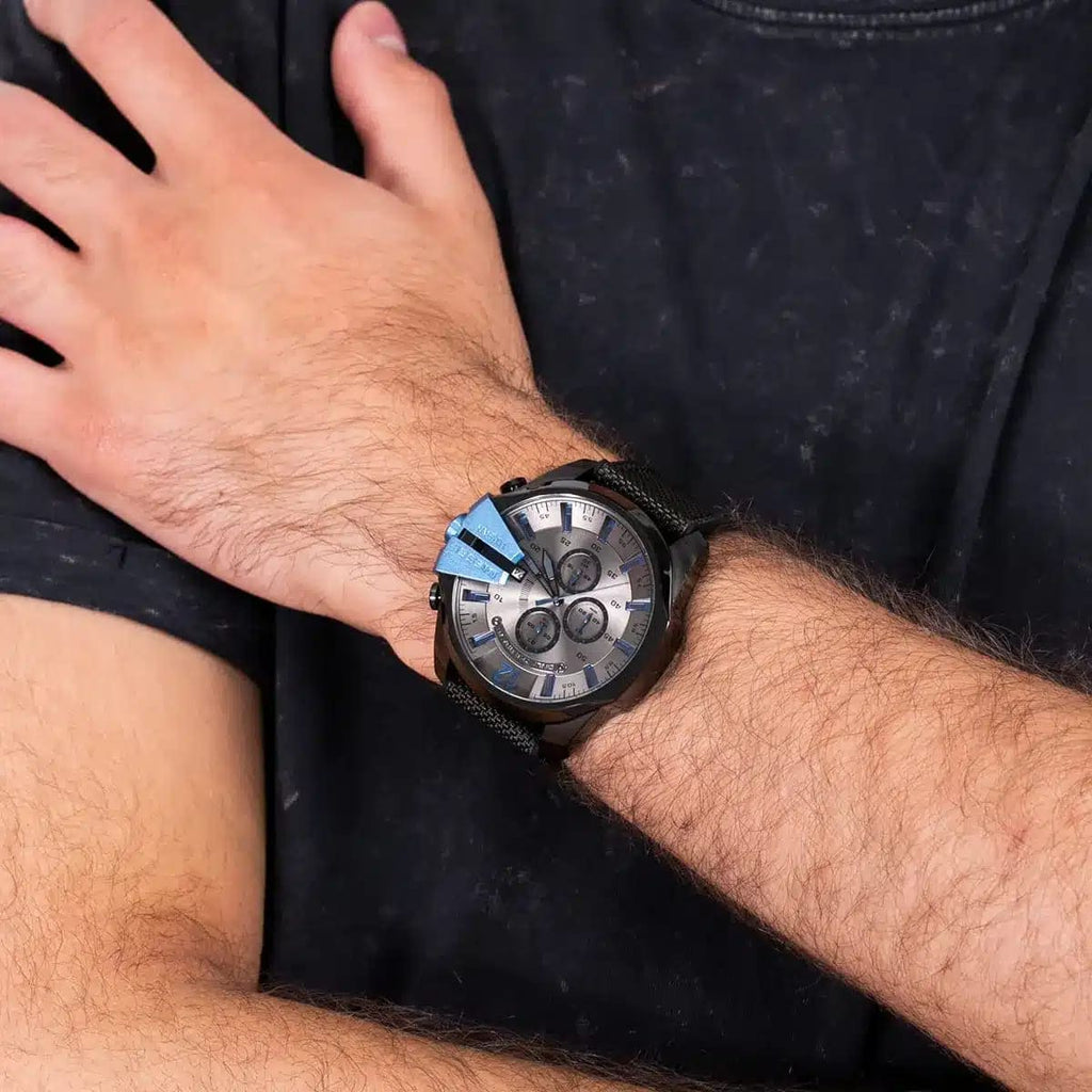 Diesel DZ4500 Mega Chief Chronograph Men's Watch – Black Dial & Black Nylon Strap