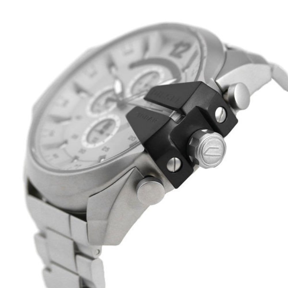 Diesel DZ4501 Mega Chief Chronograph Men's Watch – Silver Dial & Silver Stainless Steel Strap