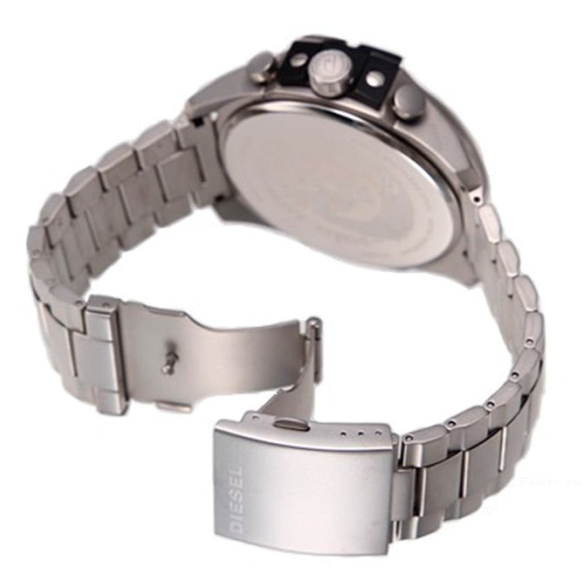 Diesel DZ4501 Mega Chief Chronograph Men's Watch – Silver Dial & Silver Stainless Steel Strap