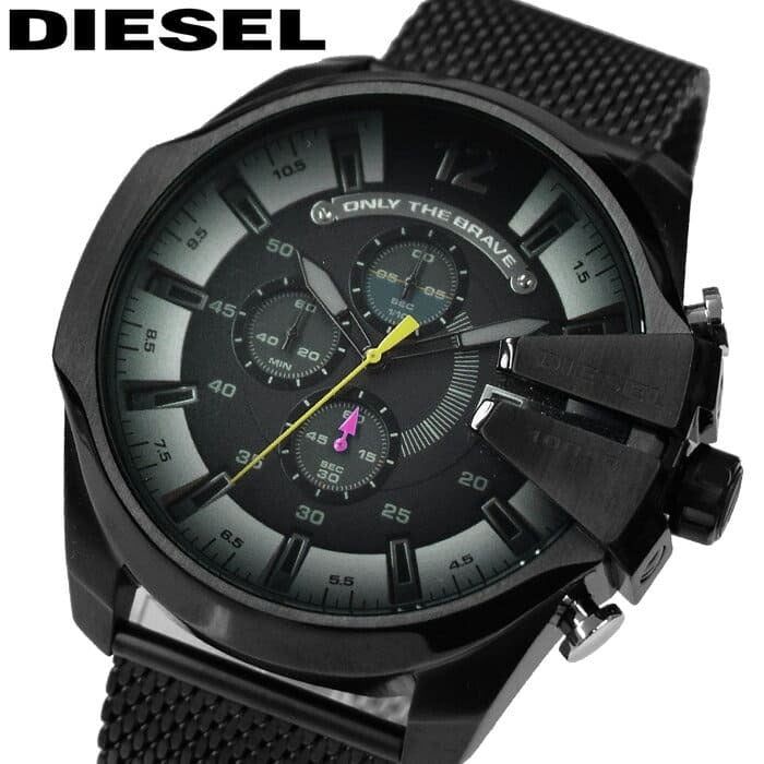 Diesel DZ4514 Mega Chief Chronograph Men's Watch – Black Dial & Black Mesh Bracelet