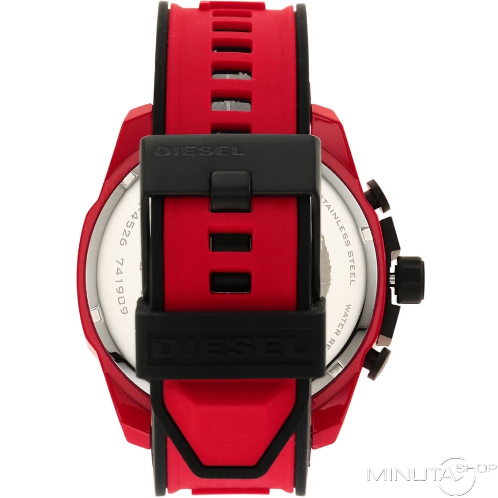 Diesel DZ4526 Mega Chief Chronograph Men's Watch – Black Dial & Red Rubber Strap