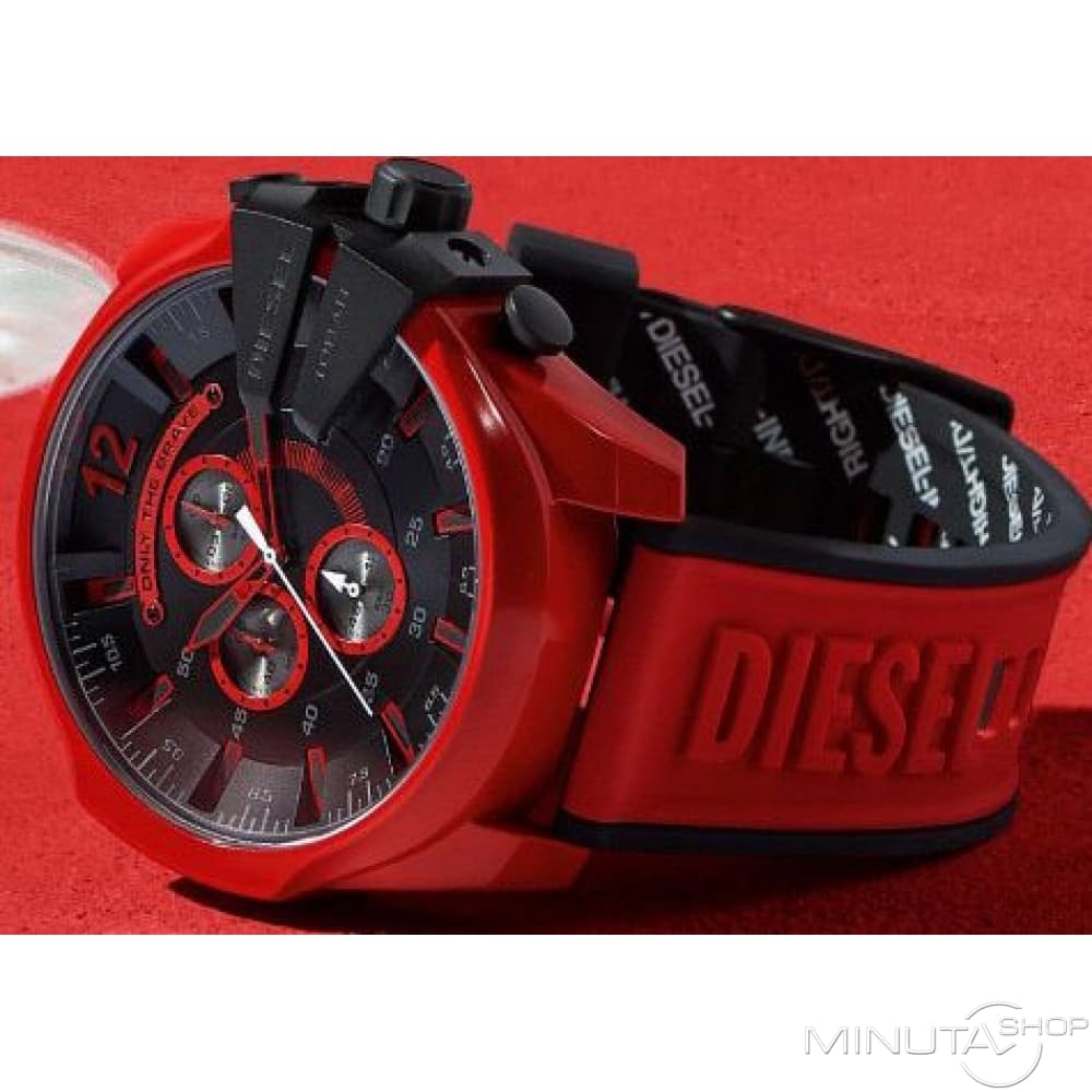 Diesel DZ4526 Mega Chief Chronograph Men's Watch – Black Dial & Red Rubber Strap