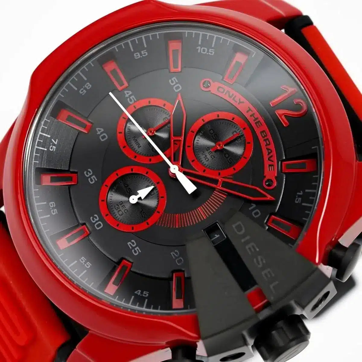 Diesel DZ4526 Mega Chief Chronograph Men's Watch – Black Dial & Red Rubber Strap