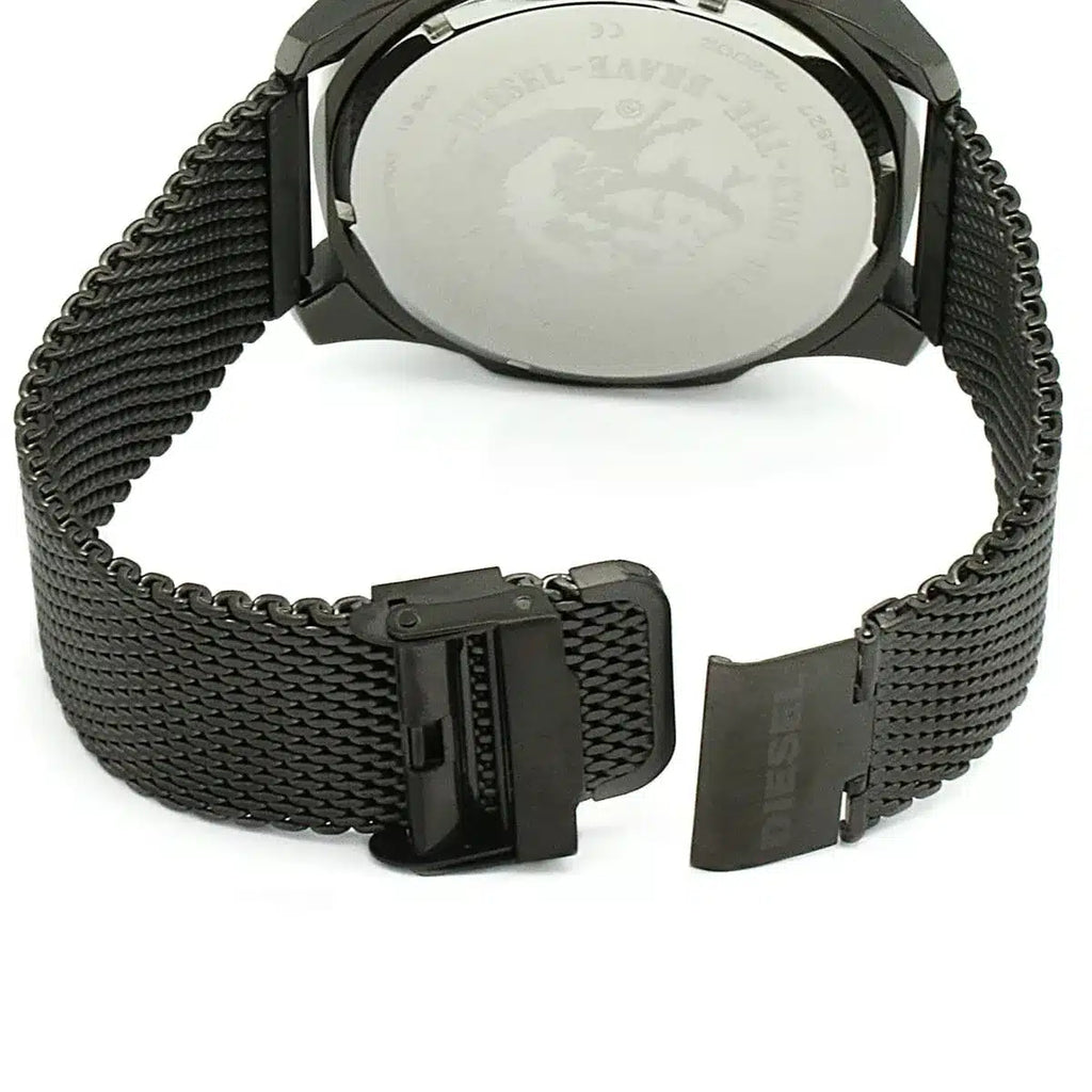 Diesel DZ4527 Mega Chief Chronograph Men's Watch – Black Dial & Black Mesh Strap