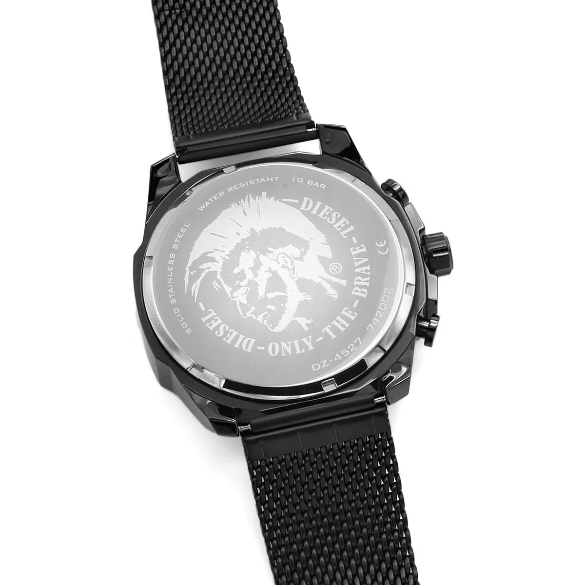 Diesel DZ4527 Mega Chief Chronograph Men's Watch – Black Dial & Black Mesh Strap