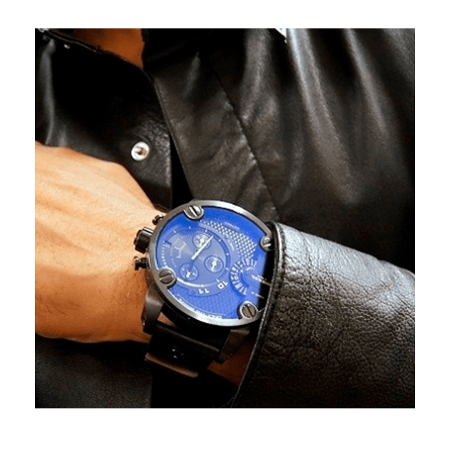 Diesel DZ7257 Little Daddy Chronograph Men's Watch – Blue Dial & Black Leather StrapDiesel DZ7257 Little Daddy Chronograph Men's Watch – Blue Dial & Black Leather Strap