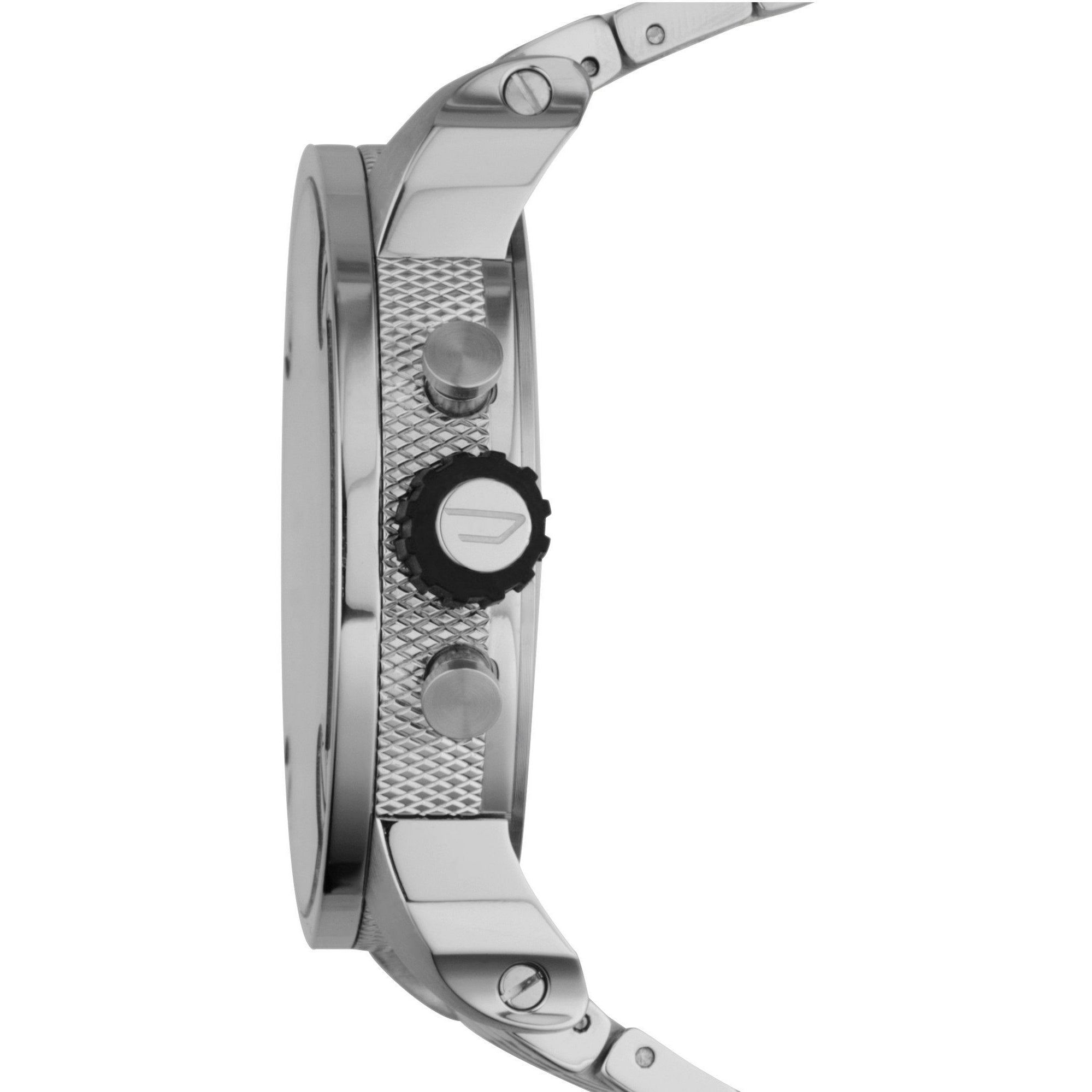 Diesel DZ7259 Little Daddy Chronograph Men's Watch – Black Dial & Silver Stainless Steel Strap