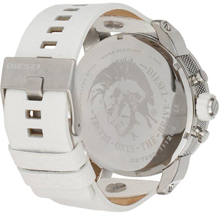 Diesel DZ7265 Badass Chronograph Men's Watch – White Dial & White Leather Strap
