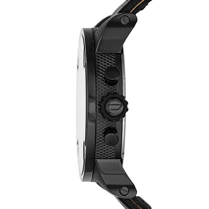 Diesel DZ7291 Little Daddy Chronograph Men's Watch – Black Dial & Black Leather Strap