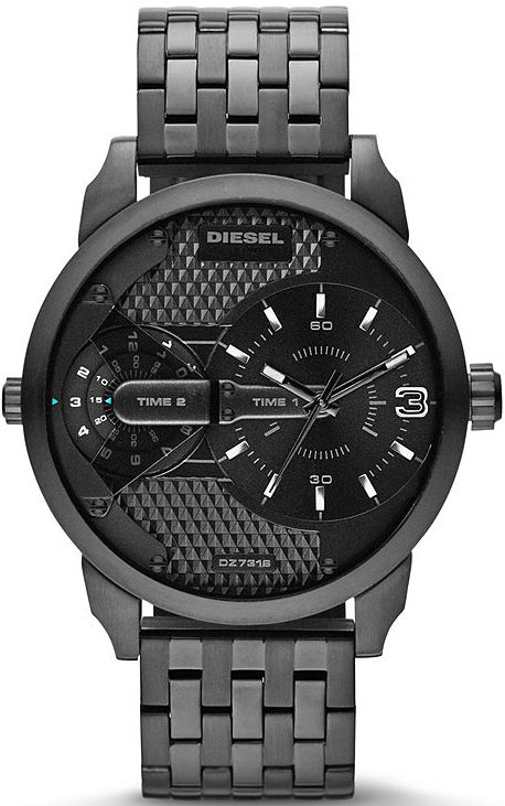 Diesel DZ7316 Mini Daddy Dual Time Men's Watch – Black Dial & Black Stainless Steel Strap