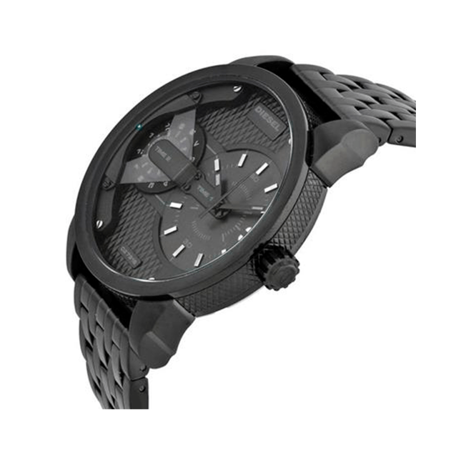 Diesel DZ7316 Mini Daddy Dual Time Men's Watch – Black Dial & Black Stainless Steel Strap