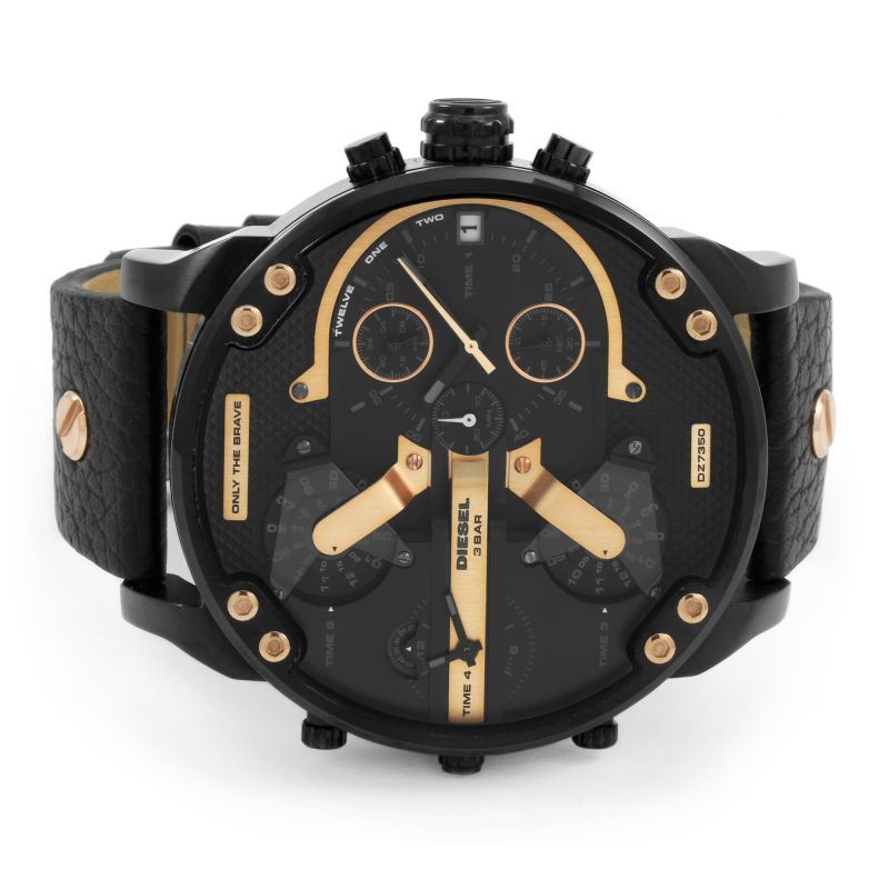 Diesel DZ7350 Mr. Daddy 2.0 Chronograph Men's Watch – Black Dial & Black Leather Strap
