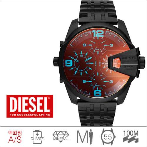 Diesel DZ7373 Uber Chief Chronograph Men's Watch – Red Dial & Black Steel Strap