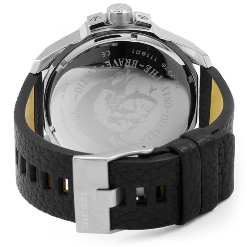 Diesel DZ7376 Uber Chief Oversized 4-Time Men's Watch – Black Dial & Black Leather Strap