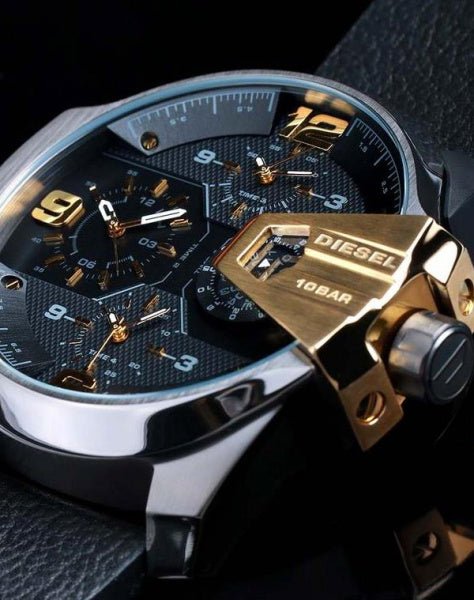 Diesel DZ7377 Uber Chief Two-Hand Men's Watch – Black Dial & Black Leather Strap