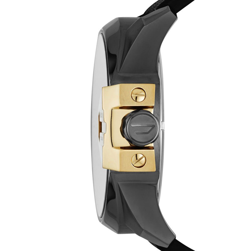 Diesel DZ7377 Uber Chief Two-Hand Men's Watch – Black Dial & Black Leather Strap