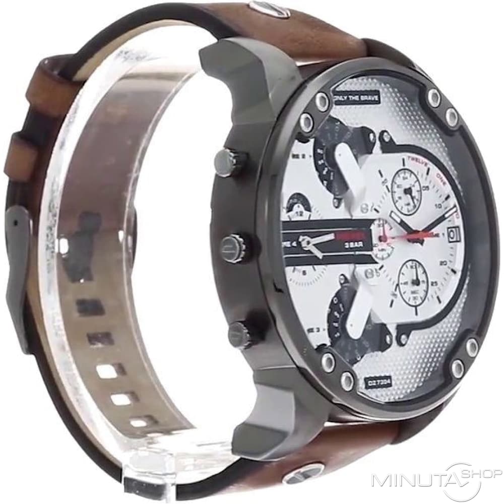 Diesel DZ7394 Mr. Daddy 2.0 Chronograph Men's Watch – Silver Dial & Brown Leather Strap