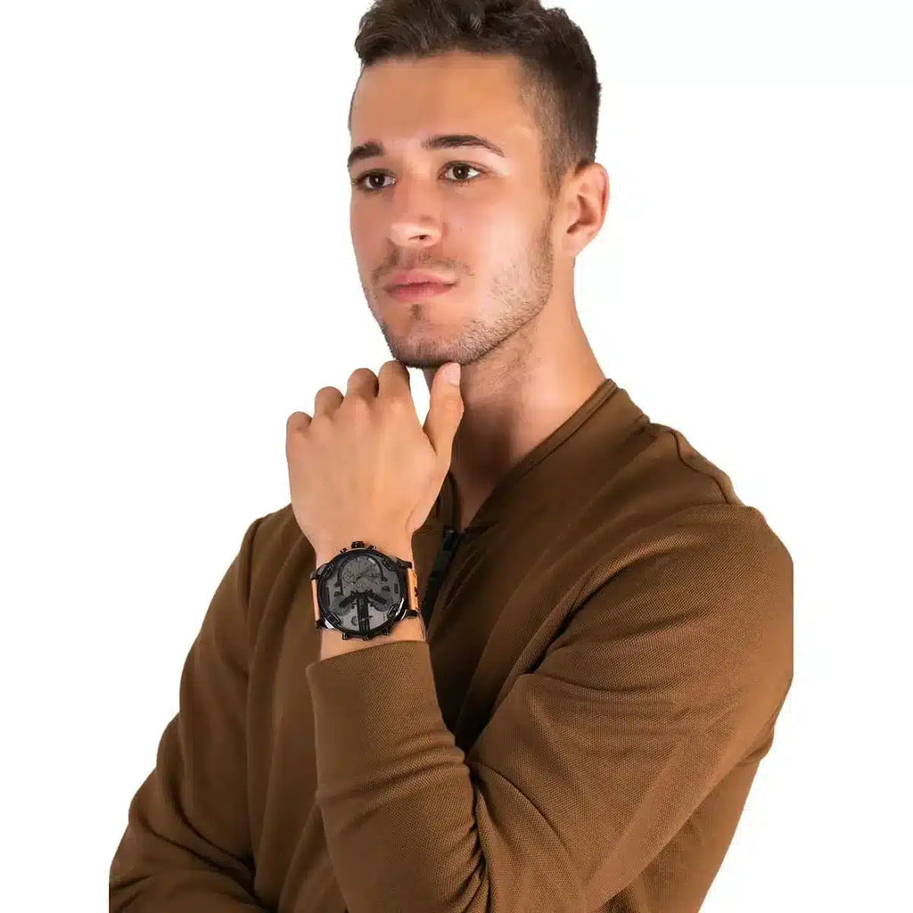 Diesel DZ7406 Mr. Daddy 2.0 Chronograph Men's Watch – Grey Dial & Brown Leather Strap