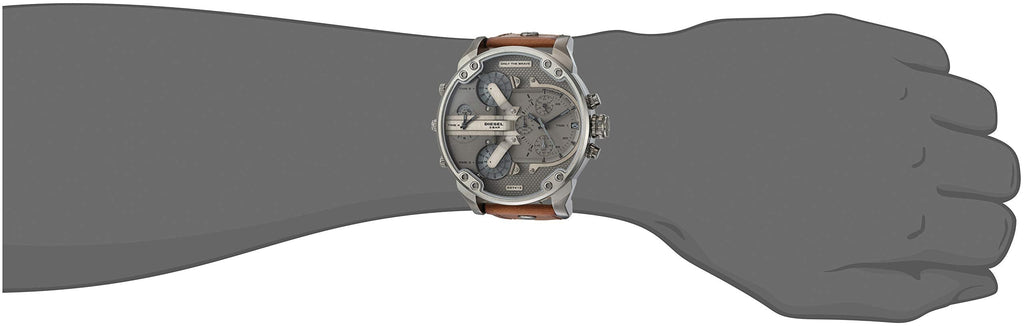 Diesel DZ7413 Mr. Daddy Chronograph Men's Watch – Grey Dial & Brown Leather Strap