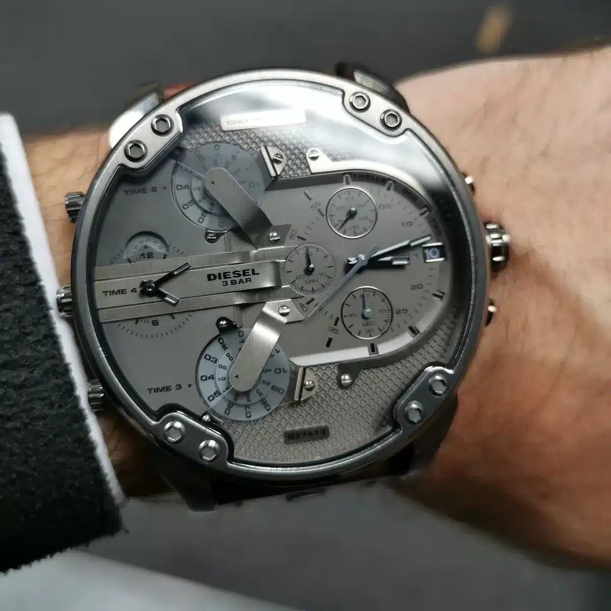 Diesel DZ7413 Mr. Daddy Chronograph Men's Watch – Grey Dial & Brown Leather Strap