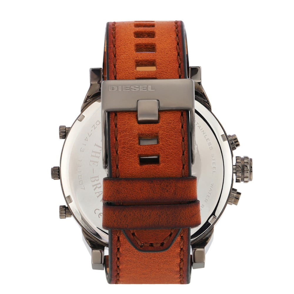 Diesel DZ7413 Mr. Daddy Chronograph Men's Watch – Grey Dial & Brown Leather Strap