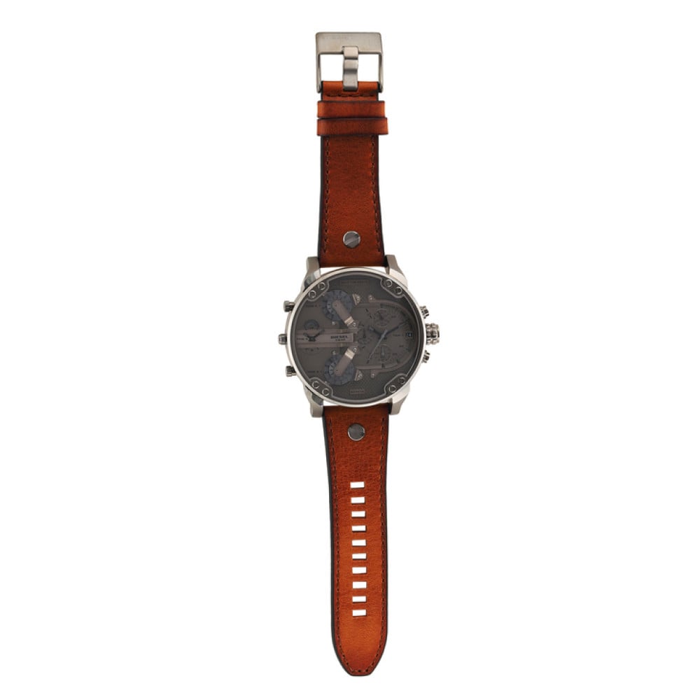 Diesel DZ7413 Mr. Daddy Chronograph Men's Watch – Grey Dial & Brown Leather Strap
