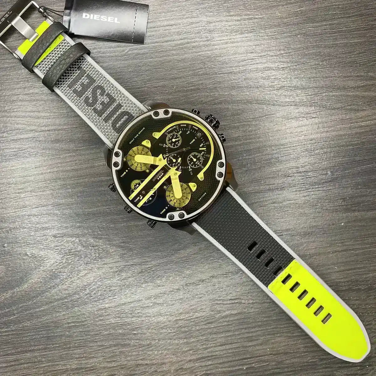 Diesel DZ7429 Mr. Daddy 2.0 Chronograph Men's Watch – Black Dial & Grey Nylon Strap