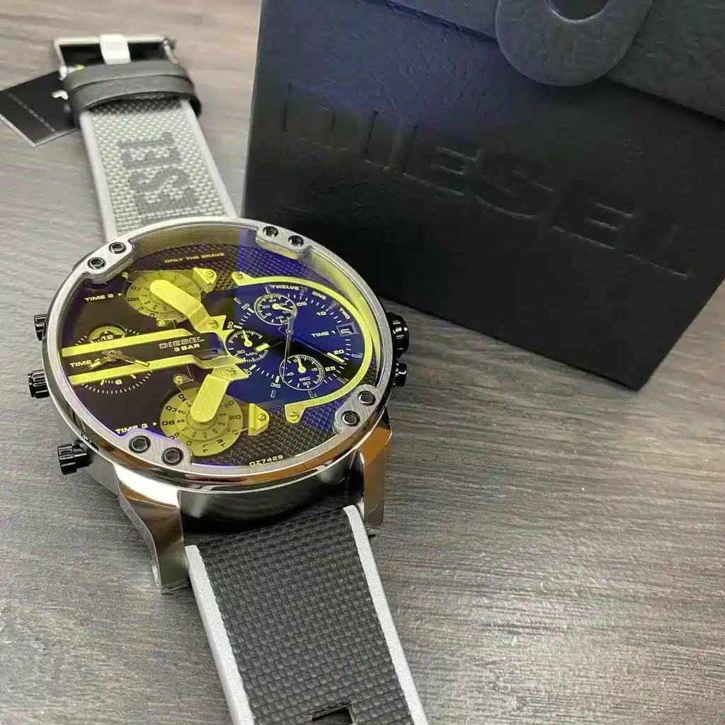 Diesel DZ7429 Mr. Daddy 2.0 Chronograph Men's Watch – Black Dial & Grey Nylon Strap