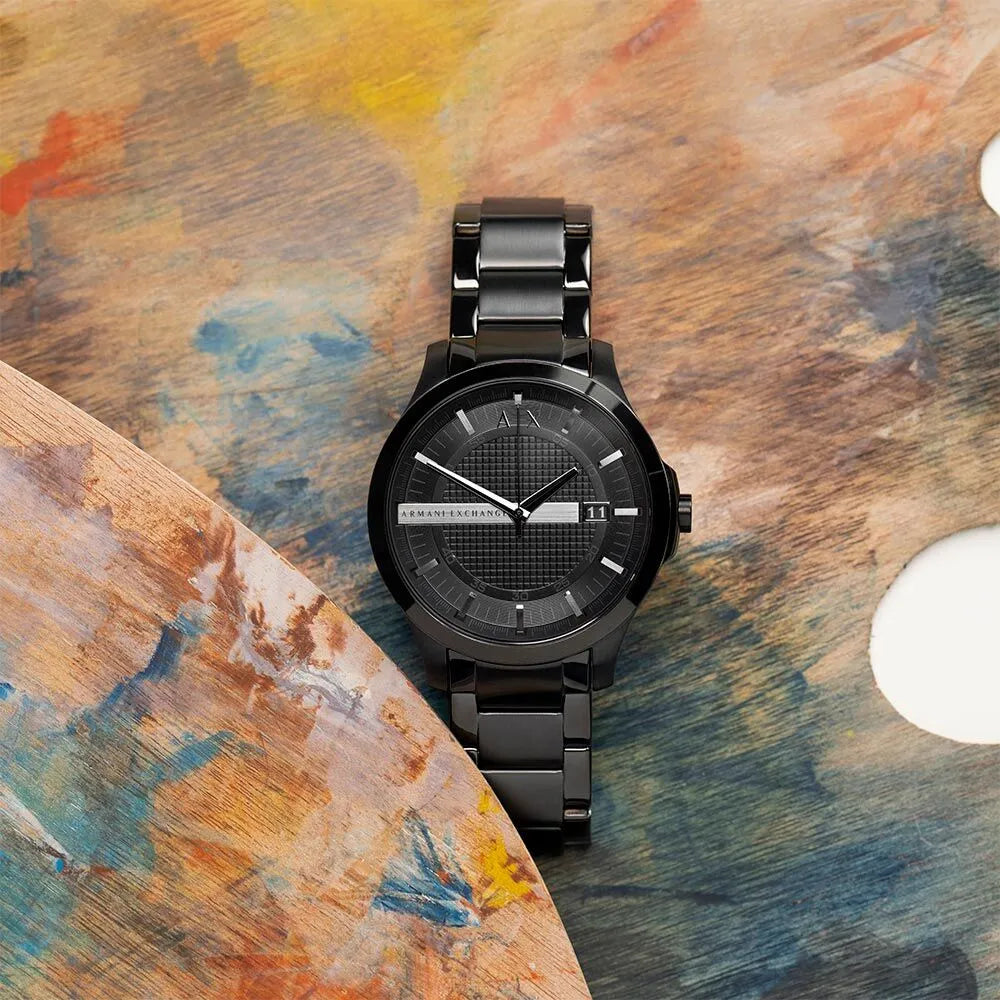 Armani Exchange Hampton AX7101 Men's Watch – Black Dial with Black Stainless Steel Bracelet