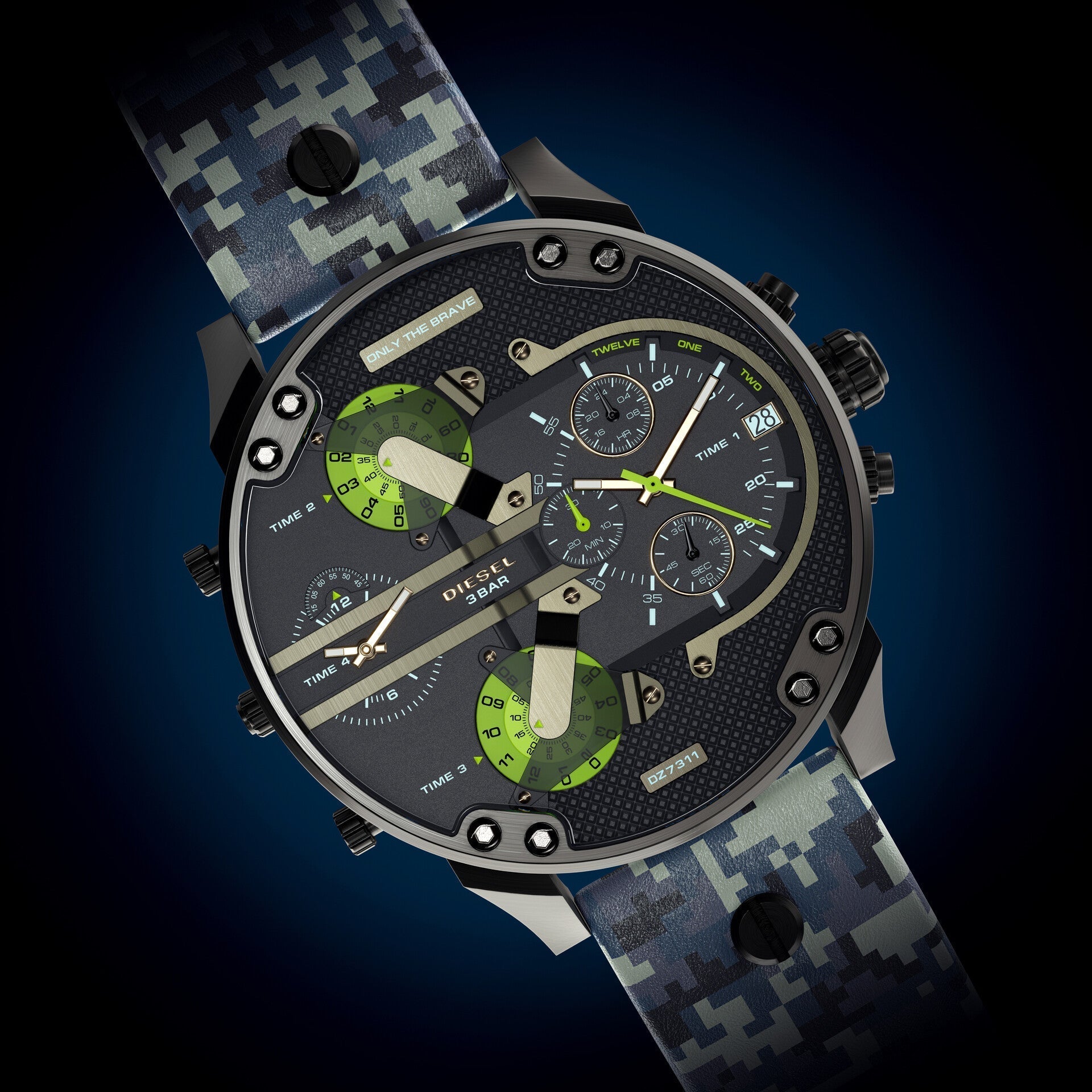 Diesel DZ7311 Big Daddy Chronograph Men's Watch – Black Dial & Black Leather Strap