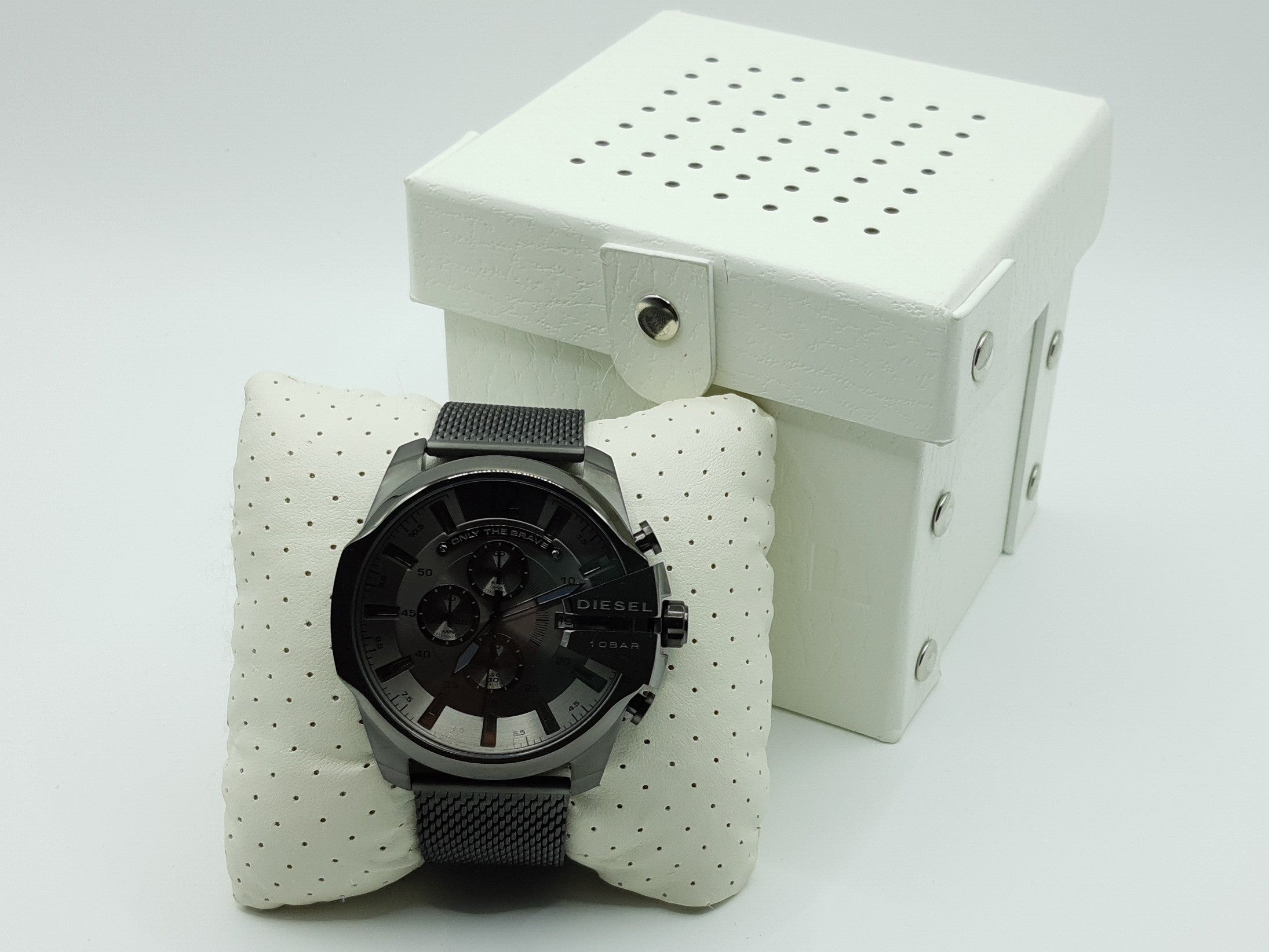 Diesel DZ4527 Mega Chief Chronograph Men's Watch – Black Dial & Black Mesh Strap