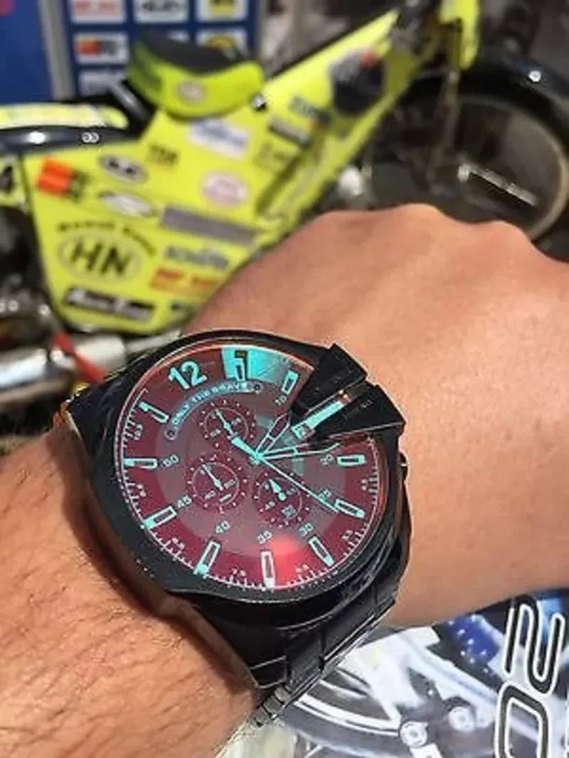 Diesel DZ7373 Uber Chief Chronograph Men's Watch – Red Dial & Black Steel Strap