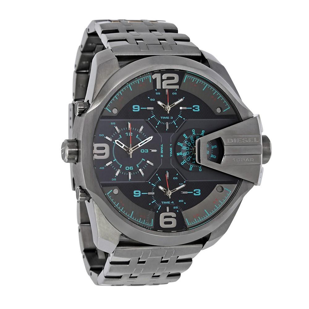 Diesel DZ7372 Uber Chief Chronograph Men's Watch – Black Dial & Grey Stainless Steel Strap