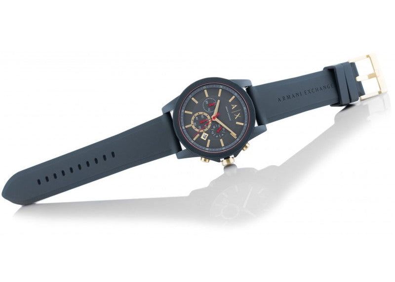 Armani Exchange Outerbanks AX1335 Men's Chronograph Watch – Blue Dial with Blue Silicone Strap