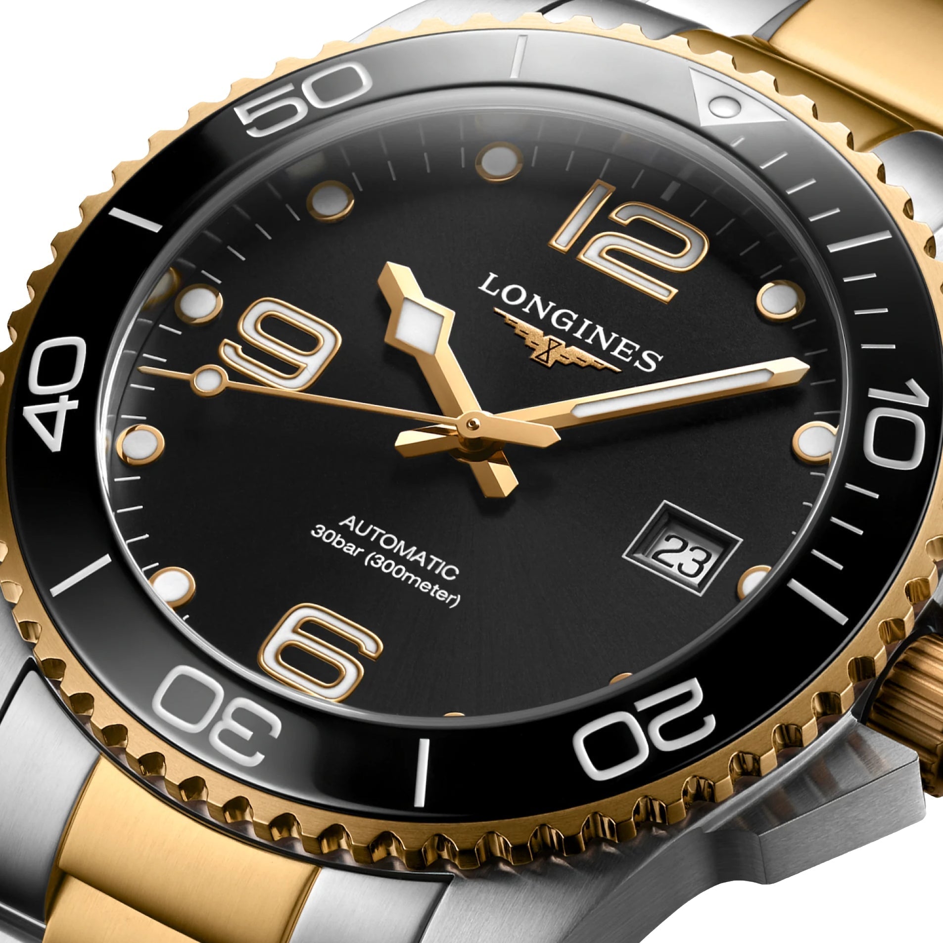 longines HydroConquest Ceramic Bezel Two-Tone 41mm - Black on Bracelet