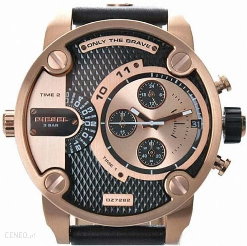 Diesel DZ7282 Little Daddy Men's Watch – Black & Gold Dial & Black Leather Strap