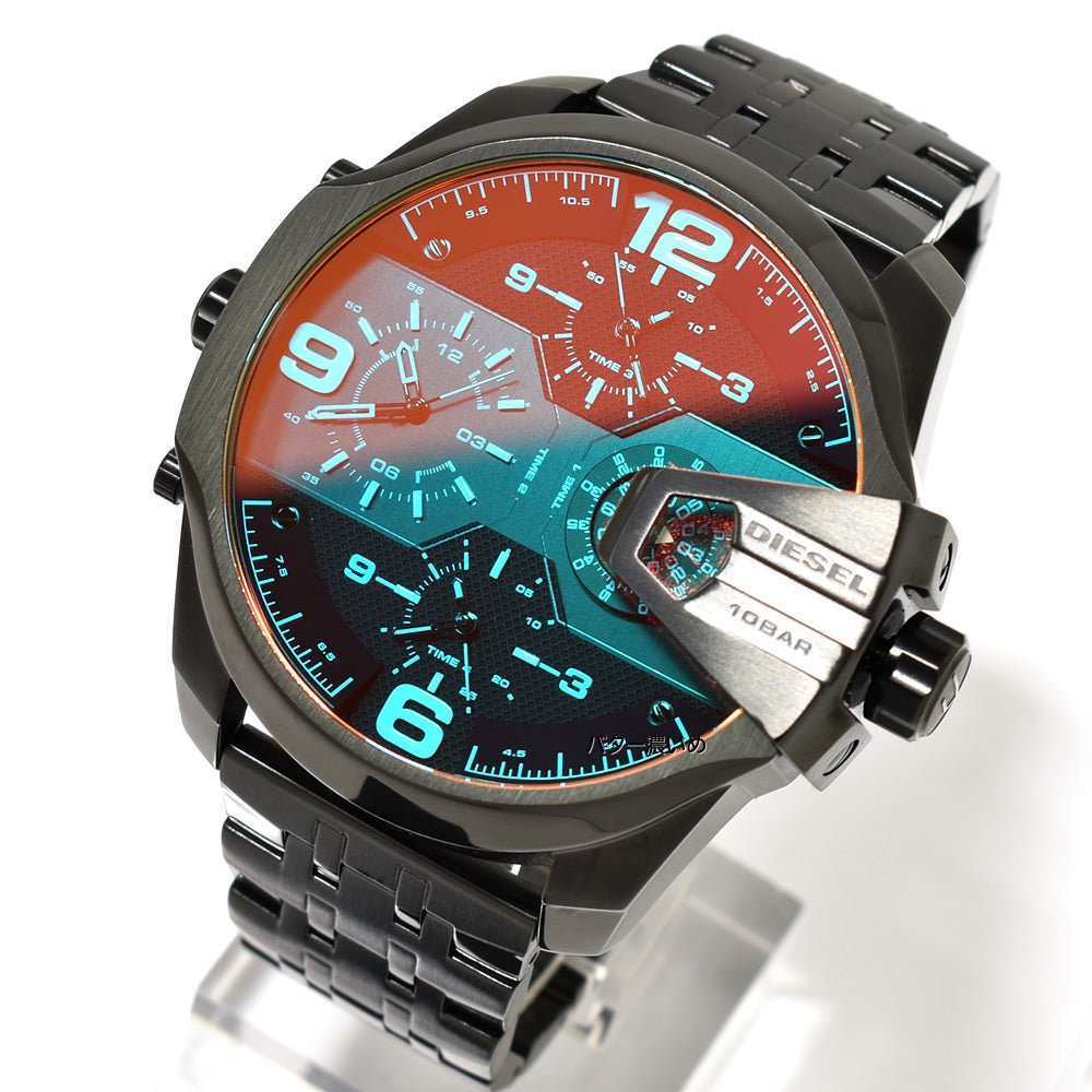 Diesel DZ7373 Uber Chief Chronograph Men's Watch – Red Dial & Black Steel Strap