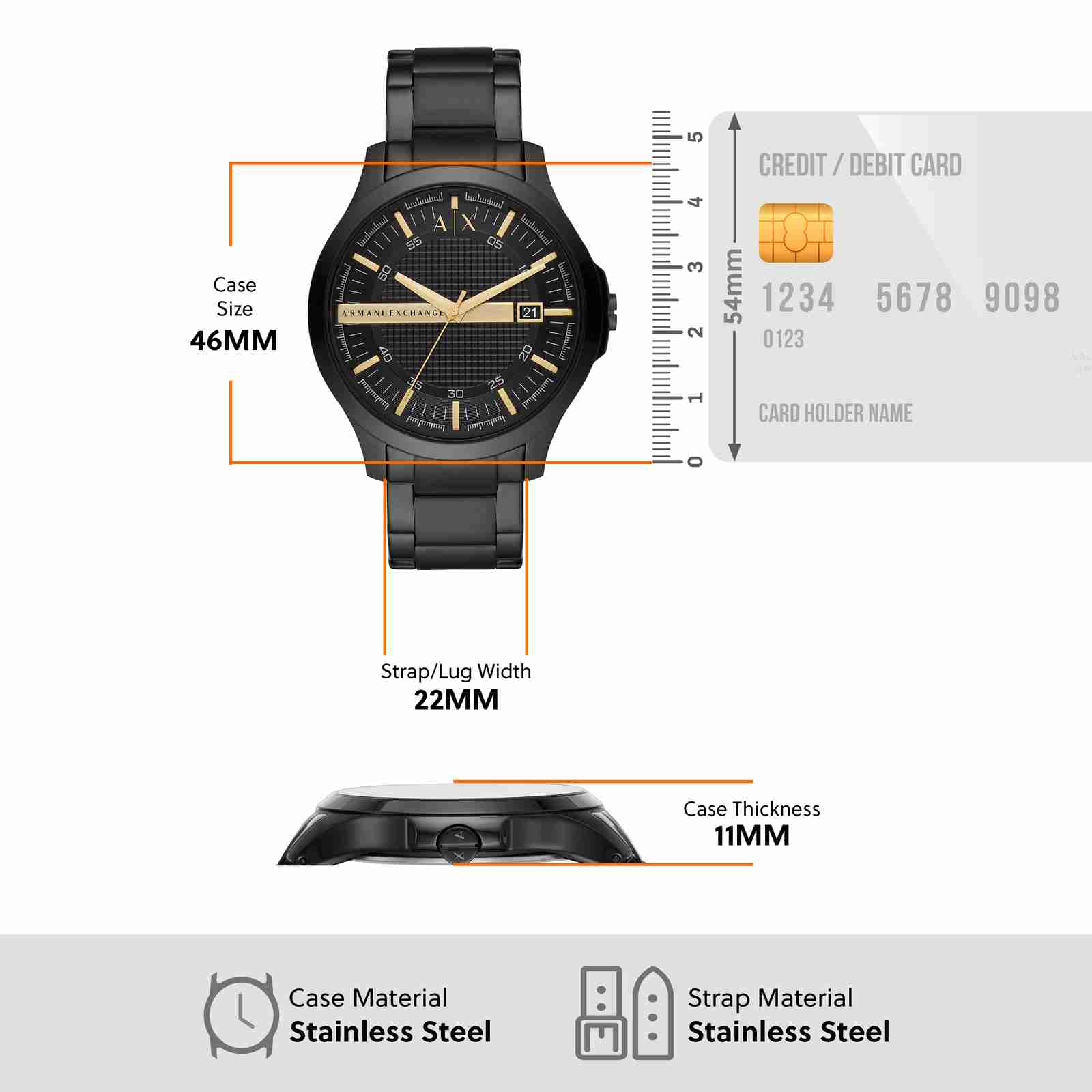 Armani Exchange Hampton AX2413 Men's Chronograph – Black Dial with Black Stainless Steel Strap