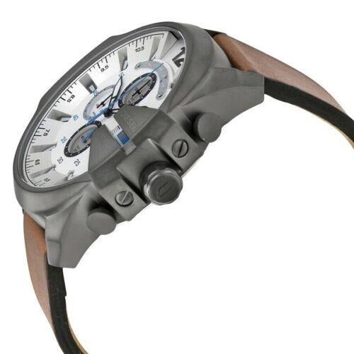 Diesel DZ4280 Mega Chief Chronograph Men's Watch – White Dial & Brown Leather Strap