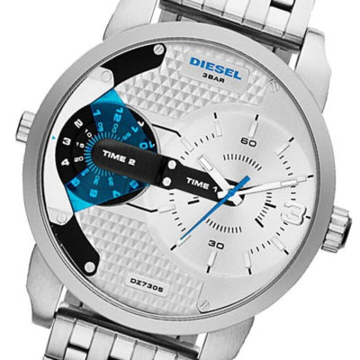 Diesel DZ7305 Mini Daddy Dual Time Men's Watch – Silver Dial & Stainless Steel Strap
