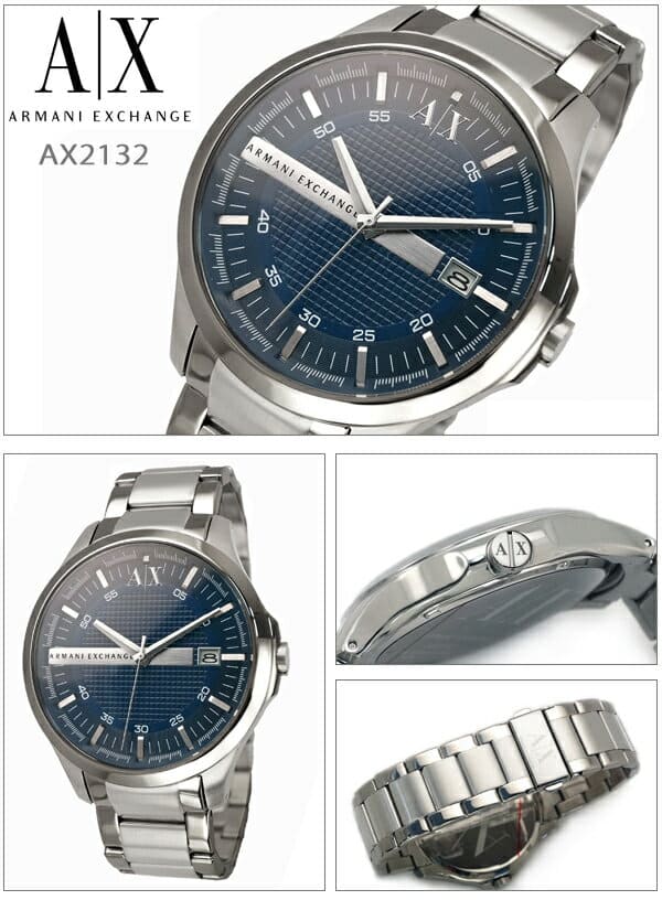 Armani Exchange Hampton AX2132 Men's Chronograph – Blue Dial with Silver Stainless Steel Bracelet