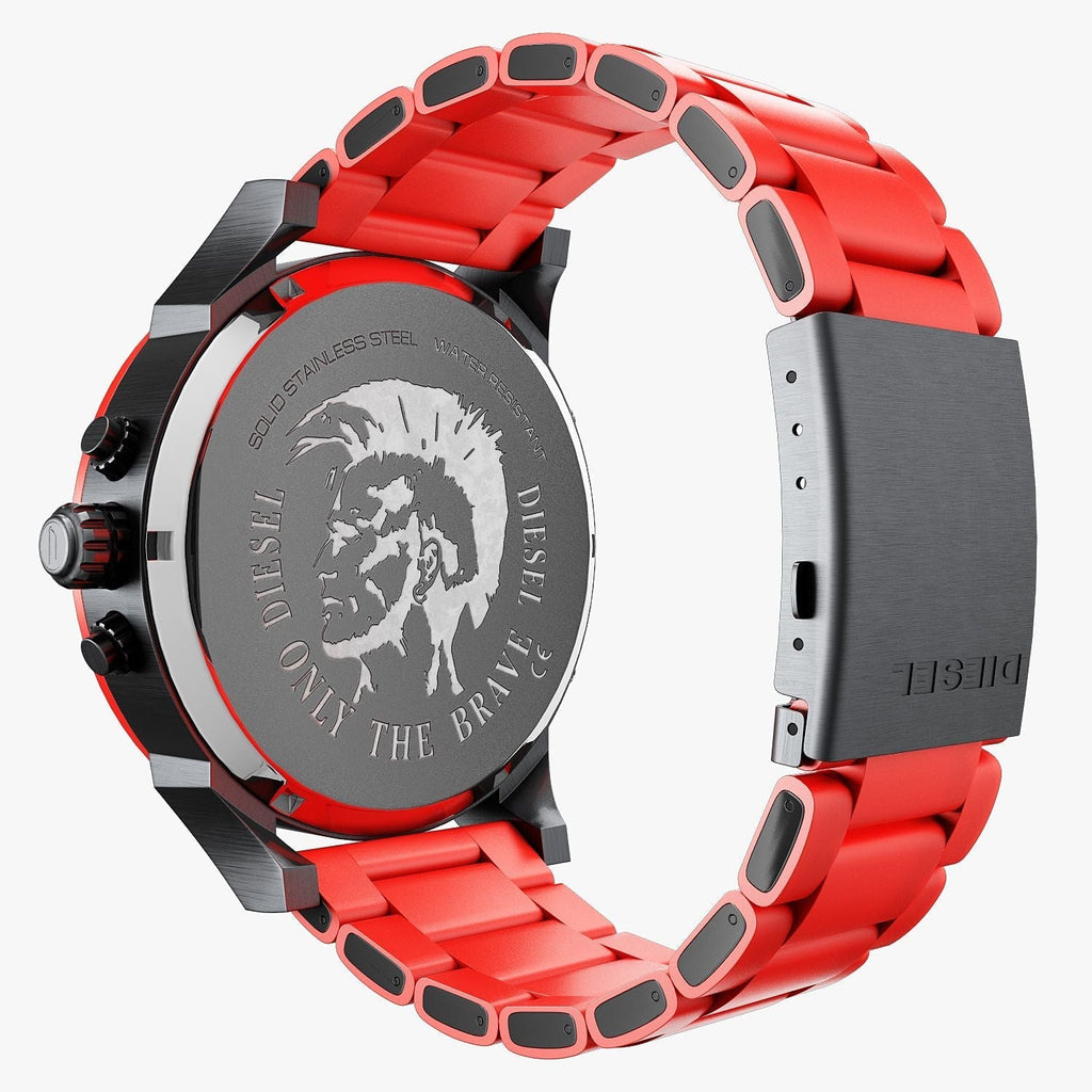 Diesel DZ7370 Mr. Daddy 2.0 Chronograph Men's Watch – Black Dial & Red Silicone Strap