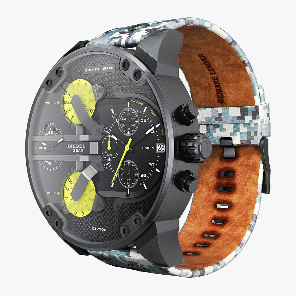 Diesel DZ7311 Big Daddy Chronograph Men's Watch – Black Dial & Black Leather Strap