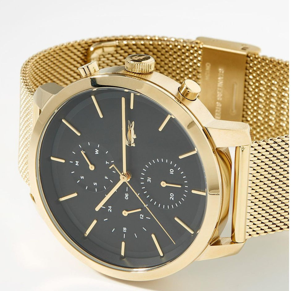 Armani Exchange Cayde AX2715 Men's Chronograph – Black Dial with Gold Mesh Stainless Steel Strap